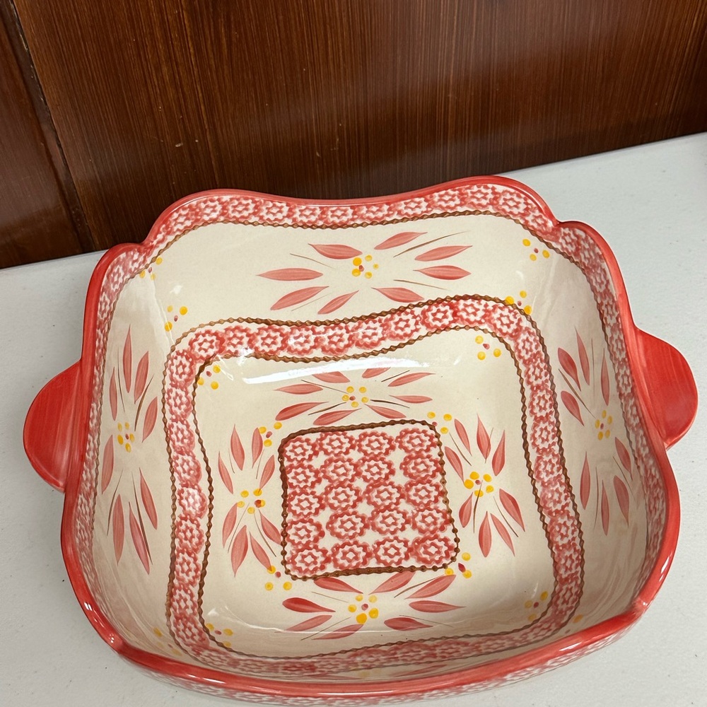 Old World Cranberry by TEMP-TATIONS Floral Ceramic Serving Bowl - Red - Picture 6 of 10